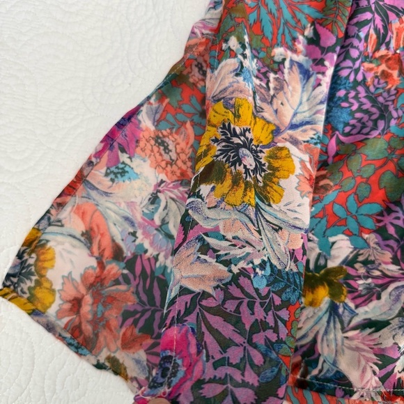 Anthropologie Flutter Sleeve Asymmetrical Tunic Dress Blue Pink - Picture 9 of 14